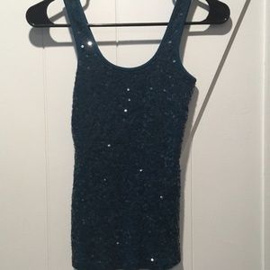 Express Midnight Blue Sequin Top